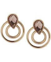 Anne Klein Gold-Tone Crystal Multi-Row Button Earrings