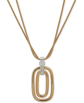 Anne Klein Two-Tone Snake Chain Pendant Necklace, 16" + 3" extender