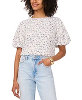 Vince Camuto Women's Printed Crewneck Puff-Sleeve Top