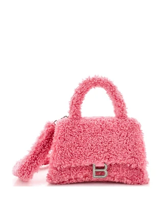 Pre-Owned Balenciaga Medium Fluffy Hourglass Top Handle Bag Faux Fur