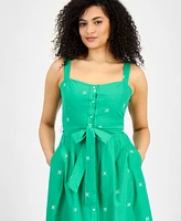 julia jordan Women's Cotton Eyelet Midi Dress