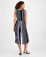 Connected Petite Striped Cropped Wide-Leg Jumpsuit