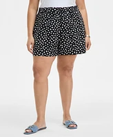 On 34th Trendy Plus Paint Dot Pull-On Shorts, Exclusively at Macy's