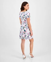Connected Petite Floral Short-Sleeve Fit & Flare Dress