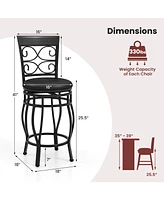 Set of 2 Bar Stools with Backrest and Footrest for Comfortable Kitchen or Home Bar Seating