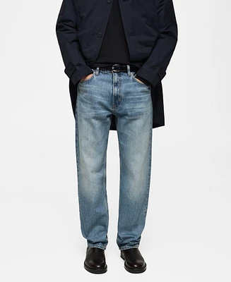 Mango Men's Frayed Eu Straight-Fit Jeans