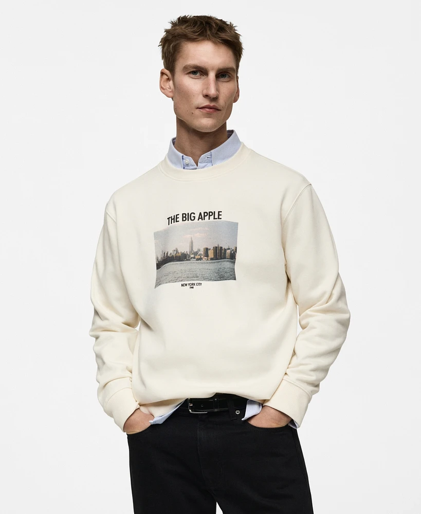 Mango Men's Graphic-Print Cotton Sweatshirt