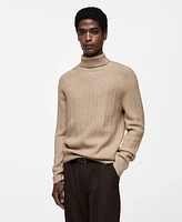 Mango Men's Slim-Fit Braided Knit Turtleneck Sweater