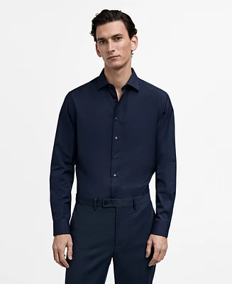 Mango Men's Slim-Fit Cotton Poplin Dress Shirt