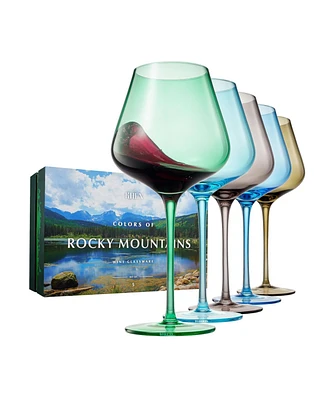 The Wine Savant Colors of The Rocky Mountains Wine Glasses, Set of 5