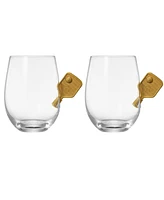 The Wine Savant Crystal Pickleball Stemless Wine Glasses, Set of 2