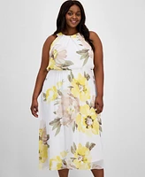Robbie Bee Plus Printed U-Neck Sleeveless Dress