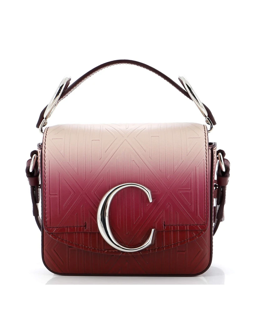 Pre-Owned Chloe Mini C Flap Bag Embossed Leather