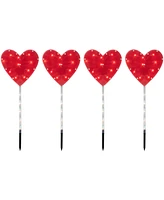 Heart Valentine's Day Pathway Marker Lawn Stakes Clear Lights Set, 4 Piece