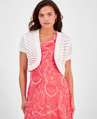 Robbie Bee Petite Open-Front Short-Sleeve Bolero Shrug