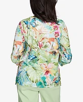 Alfred Dunner Petite Parrot Cay Tropical Toucan Crew Neck Top