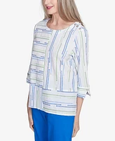 Alfred Dunner Petite Parrot Cay Spliced Textured Jacquard Top