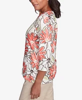 Alfred Dunner Petite Catalina Island Bold Floral Textured Top