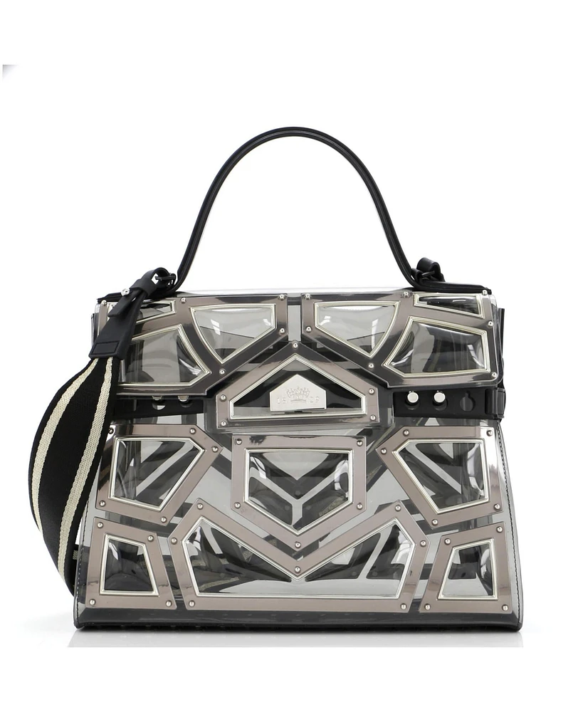 Pre-Owned Delvaux Gm Gladiator Tempete Top Handle Bag Metal Embellished Vinyl