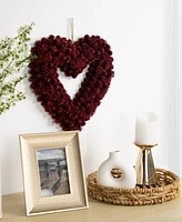 Northlight 14" Pine Cone Rose Valentine's Day Wooden Heart Wreath
