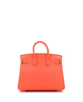 Pre-Owned HERMES Birkin 25 Handbag Orange Swift with Palladium Hardware