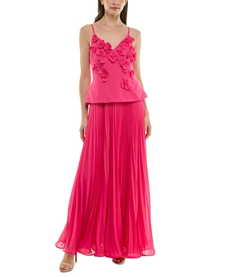 Taylor Women's Embellished Pleated-Skirt Sleeveless Gown