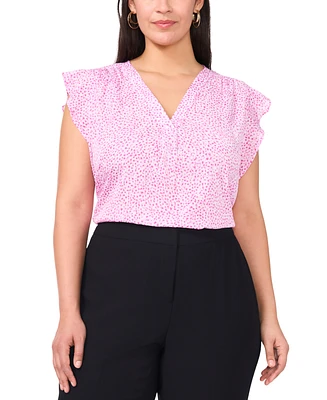 Vince Camuto Plus V-Neck Flutter-Sleeve Blouse