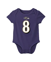 Nike Baby Boys and Girls Lamar Jackson Purple Baltimore Ravens Player Name Number Bodysuit