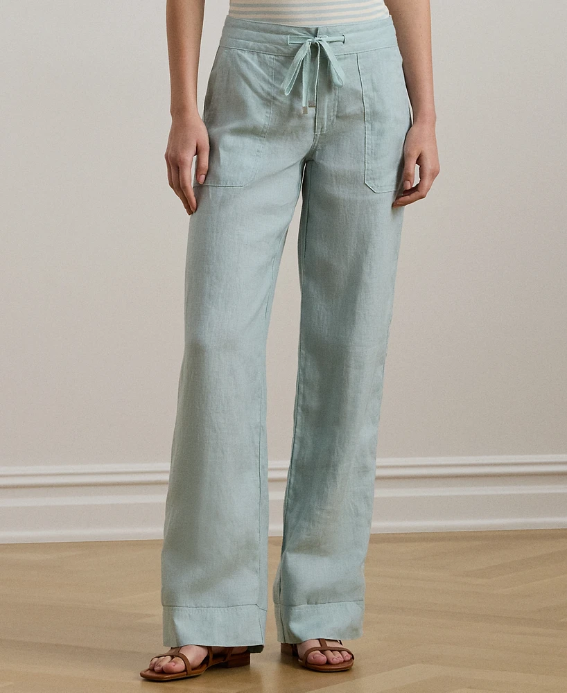 Lauren Ralph Petite 100% Linen Wide-Leg Pants