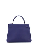 Pre-Owned HERMES Kelly 28 Handbag Blue Togo with Gold Hardware