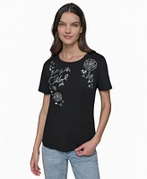 Karl Lagerfeld Paris Women's Embellished Graphic T-Shirt