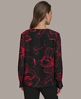 Donna Karan New York Women's Printed V-Neck Blouse
