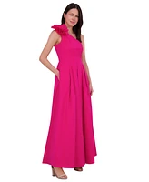 Eliza J Women's Asymmetric Rosette One-Shoulder Gown