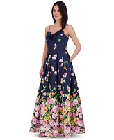 Eliza J Women's Printed Bow Sleeveless Ball Gown