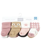 Hudson Baby Cotton Rich Terry Socks 16-Pack, Blush Flower, 0-6 Months