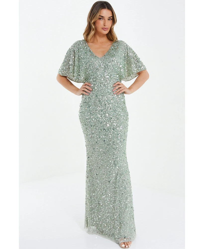 Quiz Women's Sequin Batwing Maxi Dress