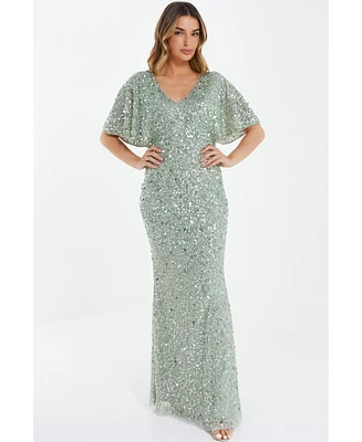 Quiz Women's Sequin Batwing Maxi Dress