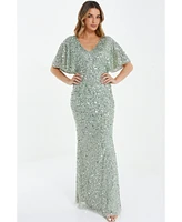 Quiz Women's Sequin Batwing Maxi Dress