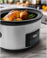 Elite Cuisine 8.5 Quart Stainless Steel Programmable Slow Cooker with locking lid