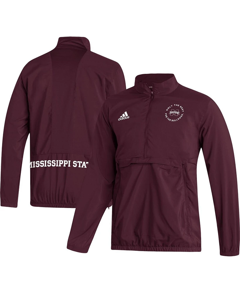 Adidas Men's Maroon Mississippi State Bulldogs Aeroready Half-Zip Jacket
