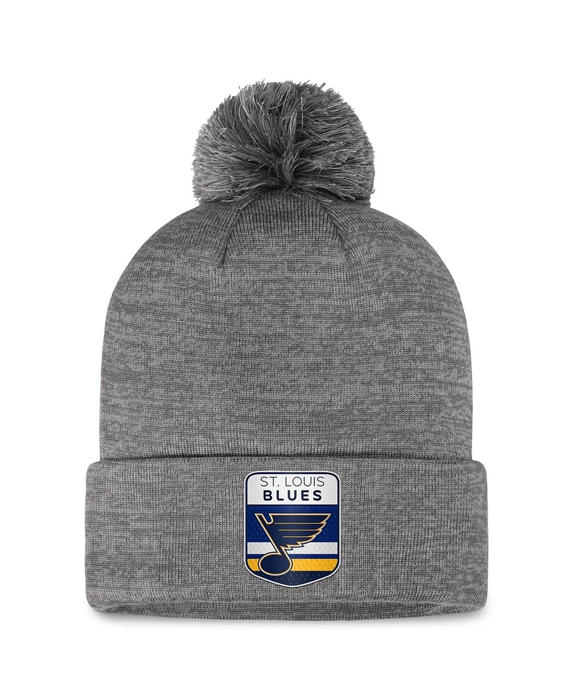 Fanatics Men's Gray St. Louis Blues Authentic Pro Home Ice Cuffed Knit Hat with Pom