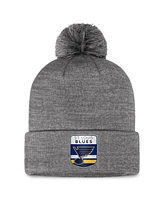 Fanatics Men's Gray St. Louis Blues Authentic Pro Home Ice Cuffed Knit Hat with Pom