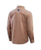 Fanatics Men's Brown Dallas Cowboys Garment Dyed Long Sleeve Full Snap Shirt