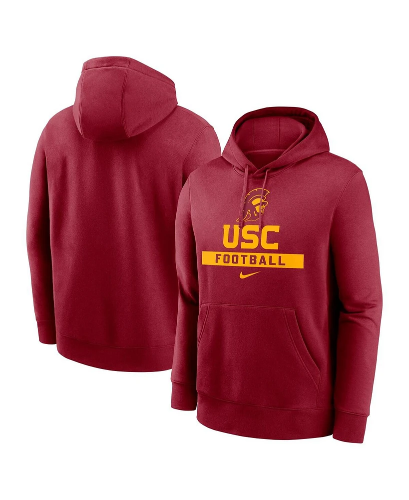 Nike Men's Cardinal Usc Trojans Football Stack Club Fleece Pullover Hoodie