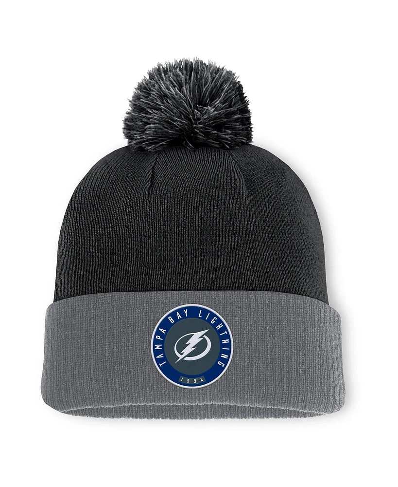 Fanatics Men's Black Tampa Bay Lightning Cuffed Knit Hat with Pom