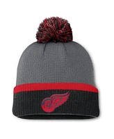 Fanatics Women's Charcoal Detroit Red Wings Cuffed Knit Hat with Pom