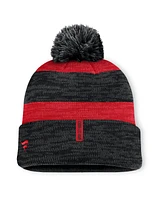 Fanatics Men's Black Chicago Blackhawks Fundamental Red Line Cuffed Knit Hat with Pom