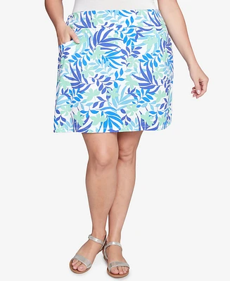 Hearts Of Palm Plus Size It Had To Be Blue Printed Knit Pull On Skort