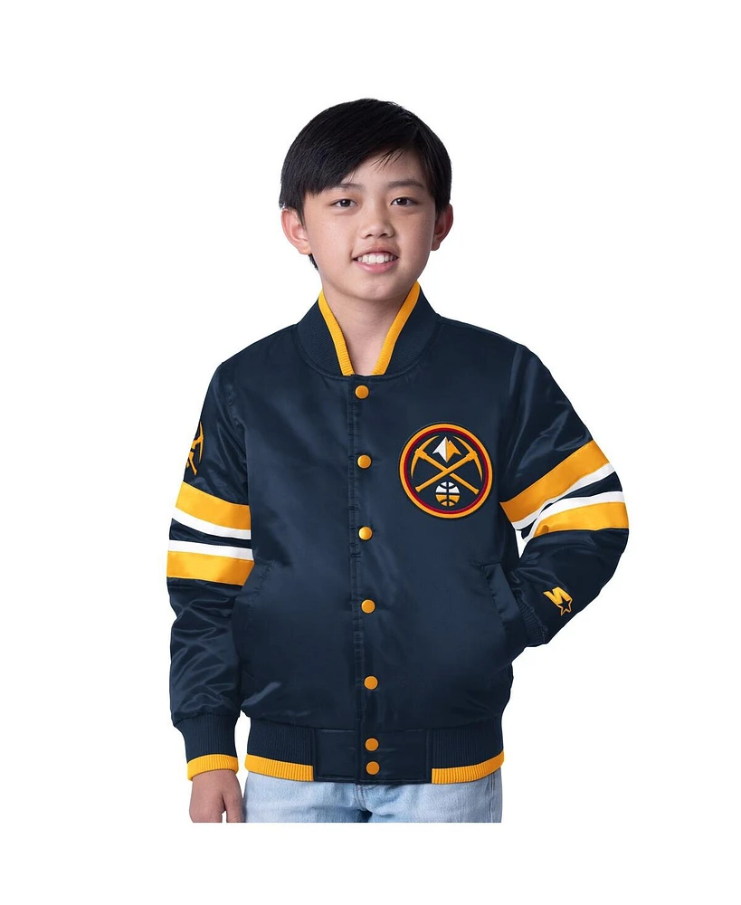 Starter Youth Navy Denver Nuggets Scout Varsity Full-Snap Jacket