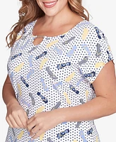 Hearts Of Palm Plus Making Waves Flip Flop Print Top